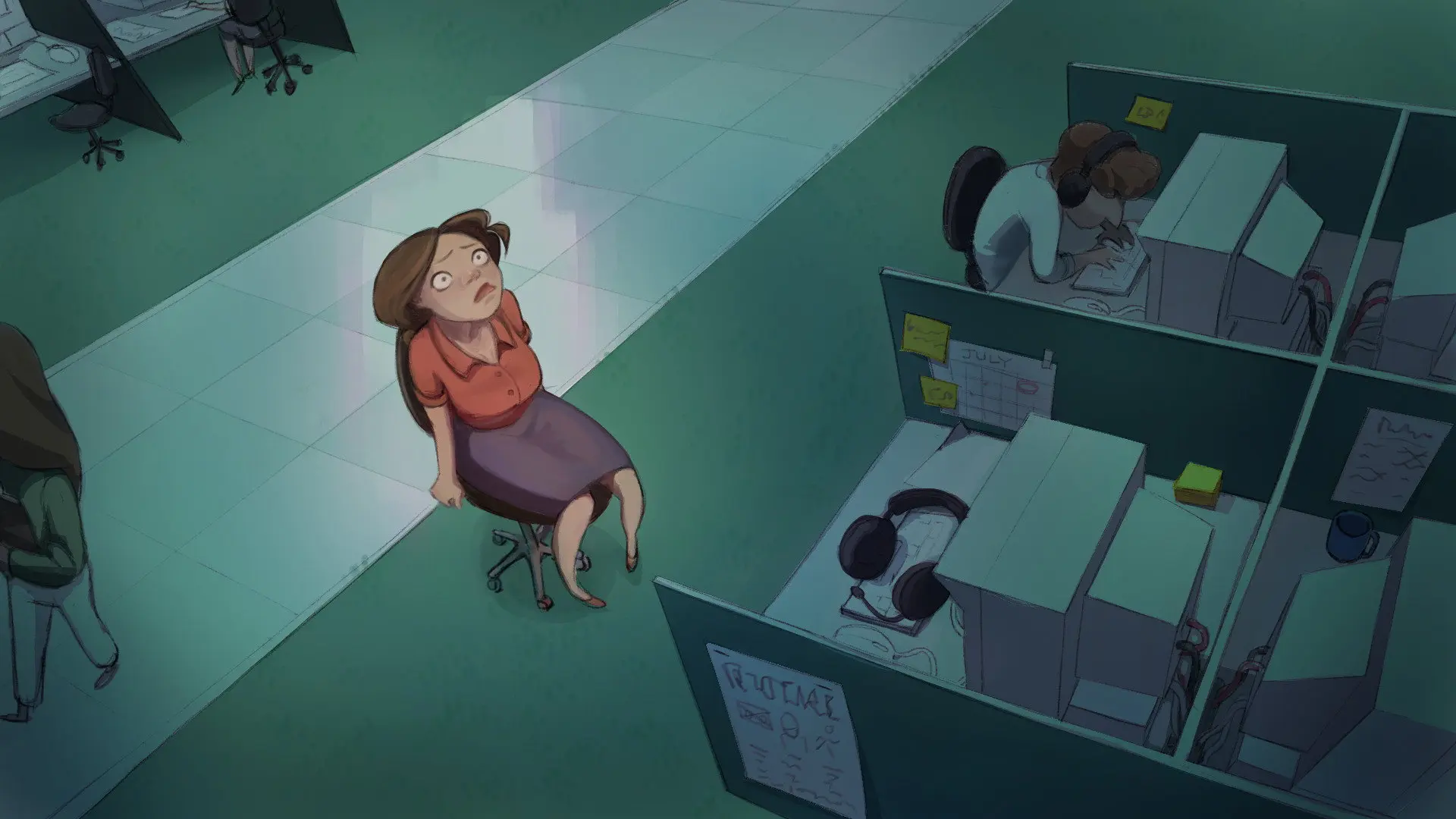 Hiccups, Please Hold backdrop