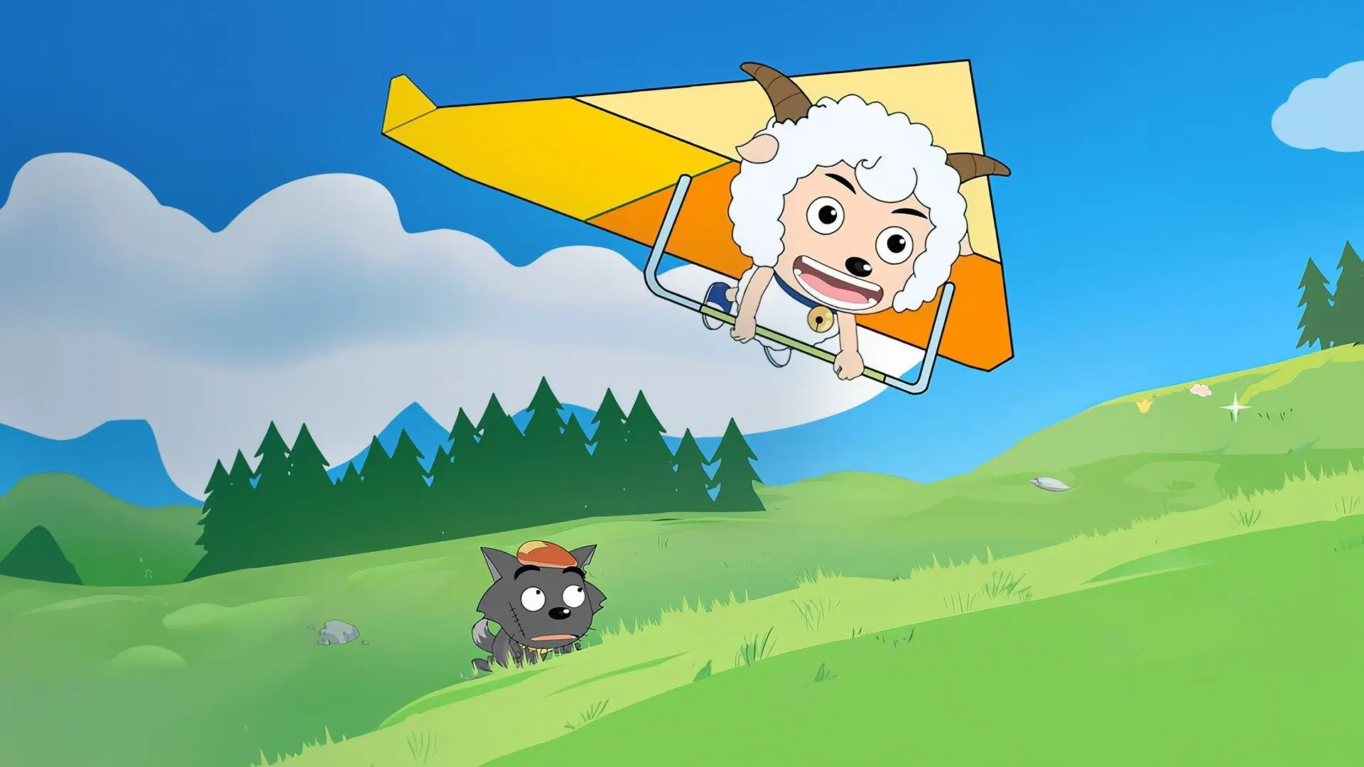 Pleasant Goat and Big Big Wolf backdrop