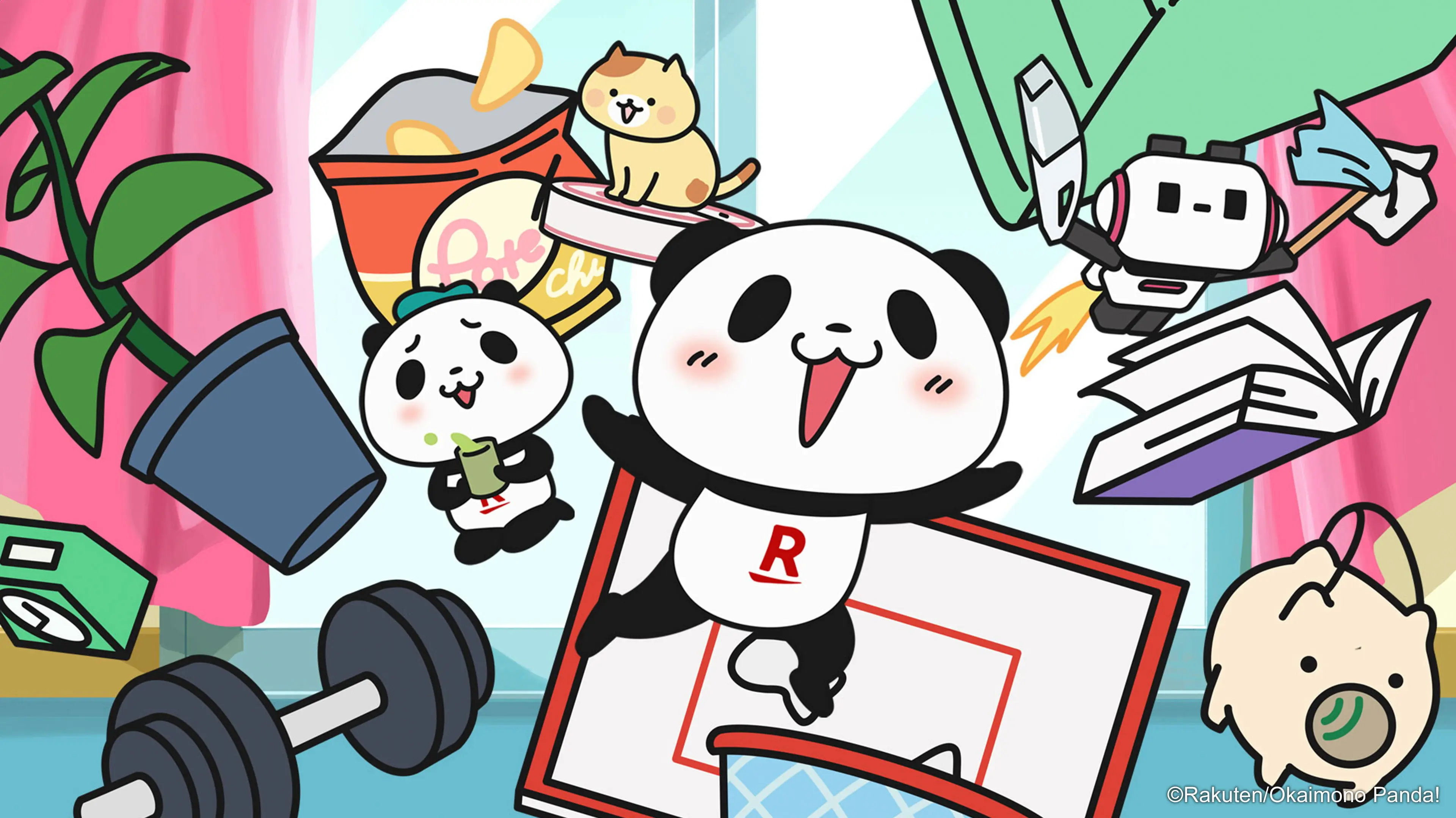 Okaimono Panda! backdrop